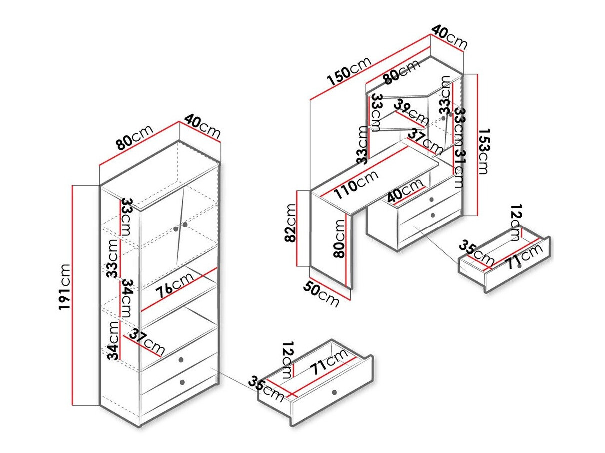 Set de mobilier Almira 115 (Stejar artizan + Alb)