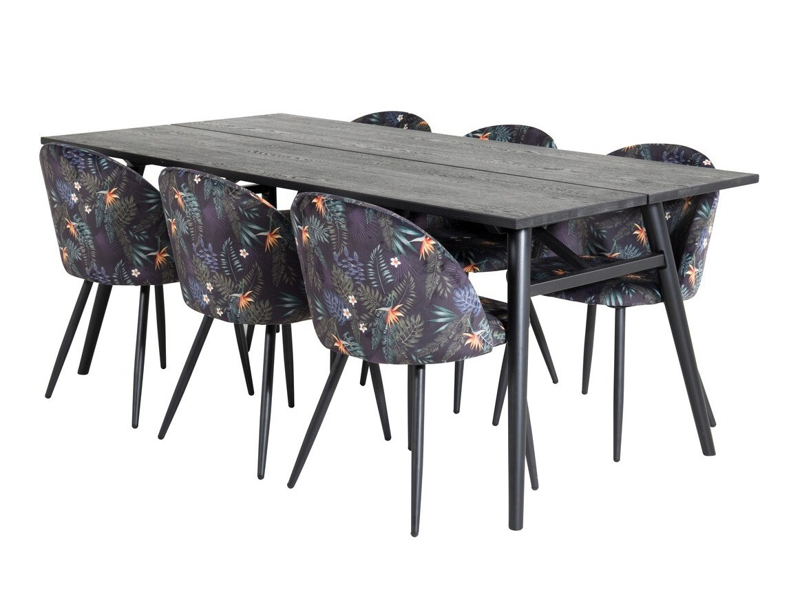 Set de mese Dallas 1676 (Model floral + Negru)