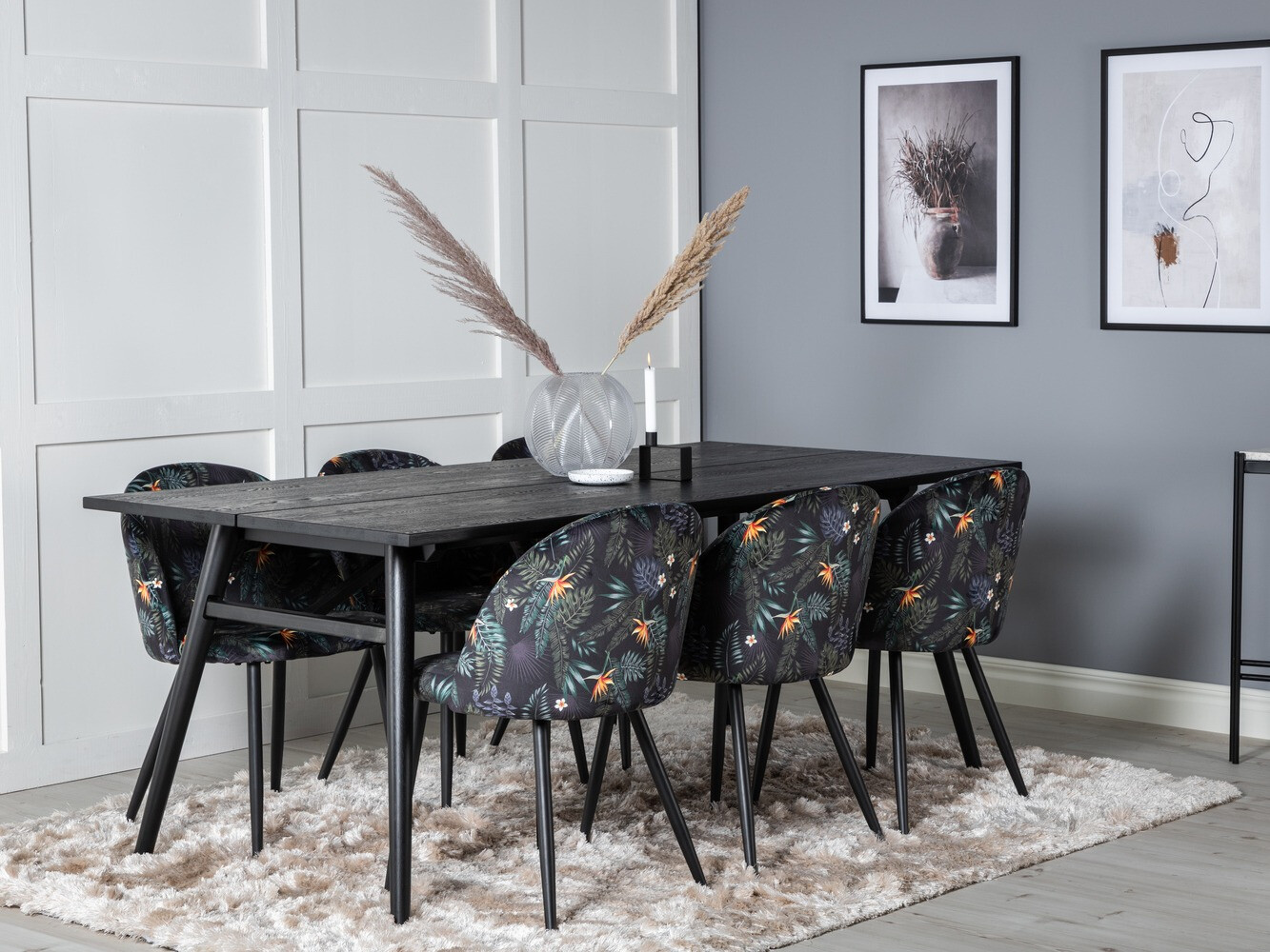 Set de mese Dallas 1676 (Model floral + Negru)