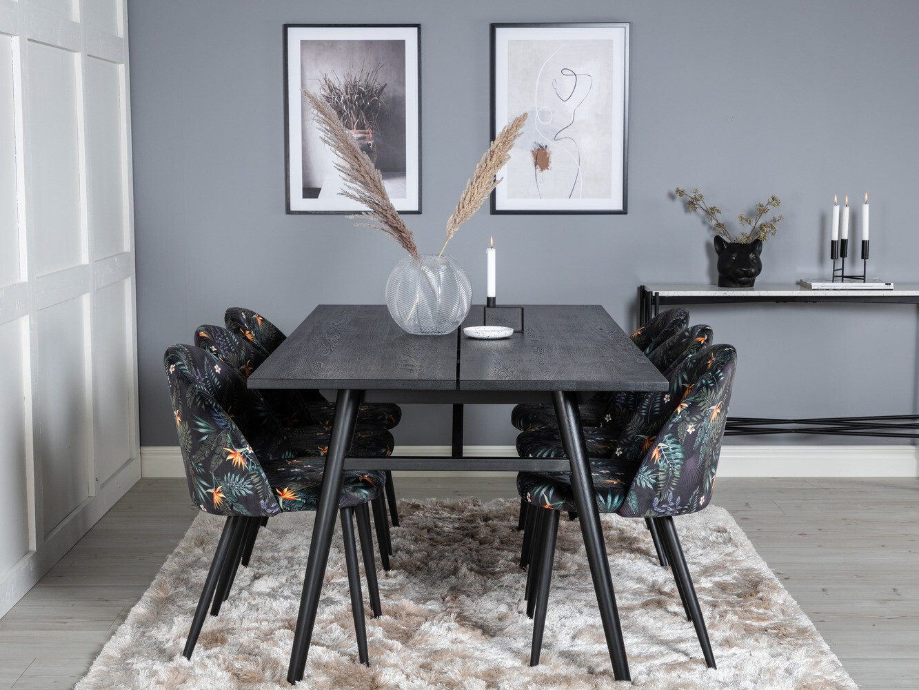 Set de mese Dallas 1676 (Model floral + Negru)