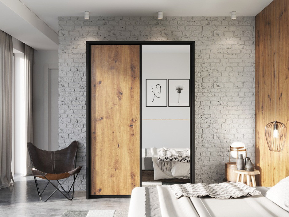Dulap Fresno 122 (Stejar artizan + Negru)