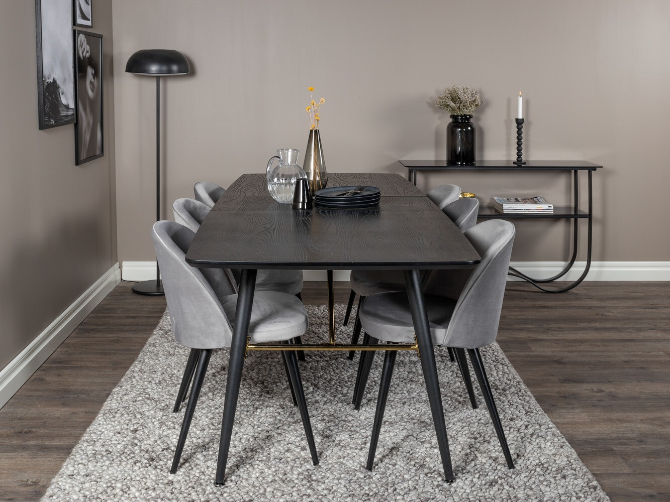 Set de mese Dallas 1449 (Gri deschis + Negru)