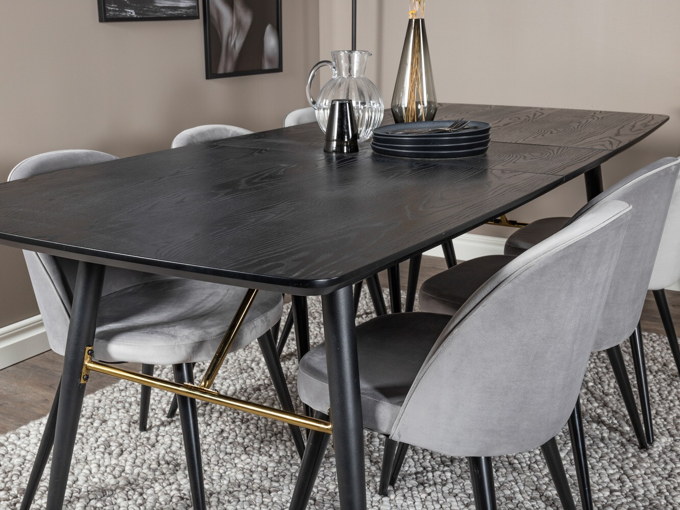 Set de mese Dallas 1449 (Gri deschis + Negru)