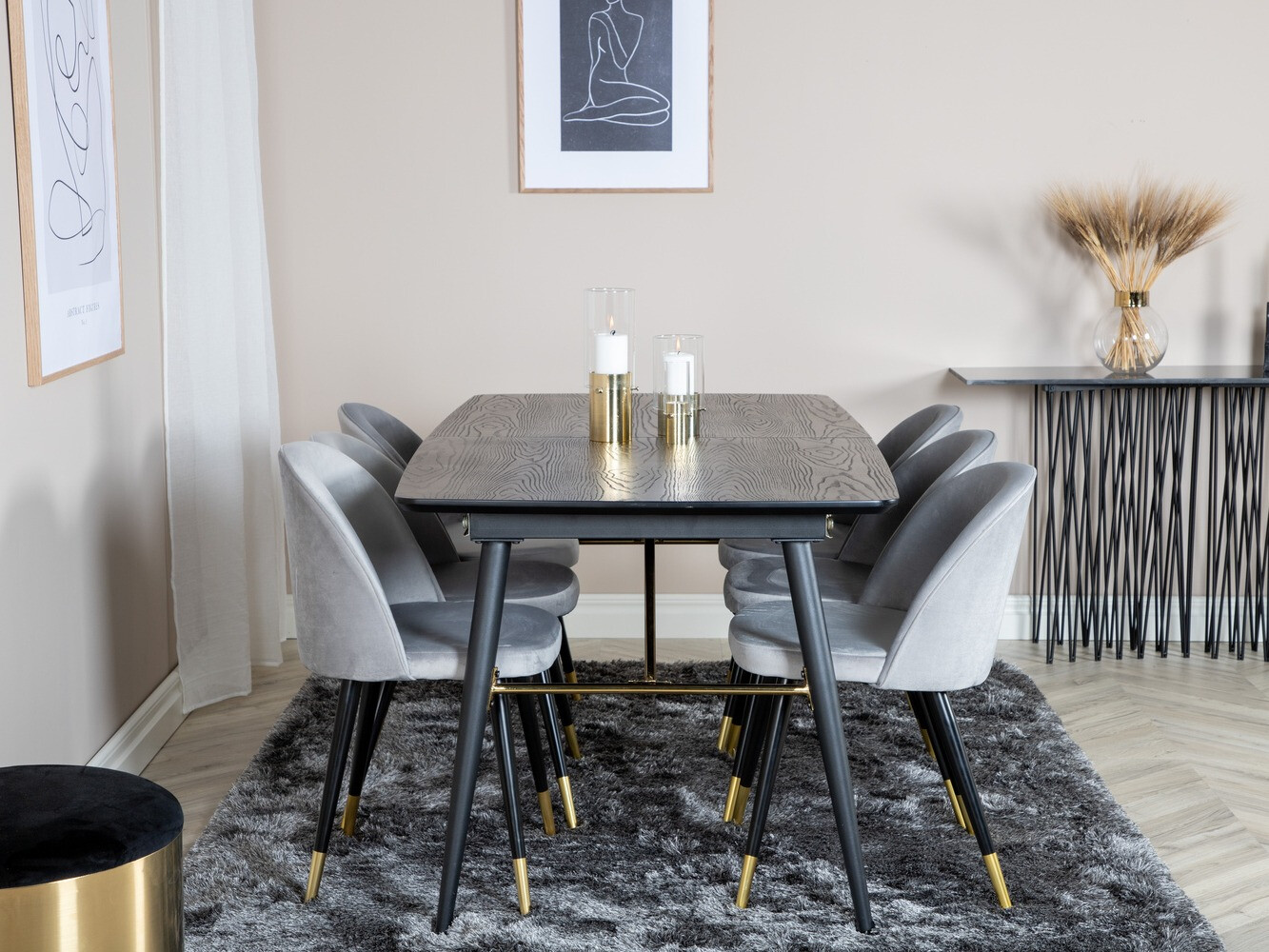 Set de mese Dallas 1451 (Gri deschis + Negru)