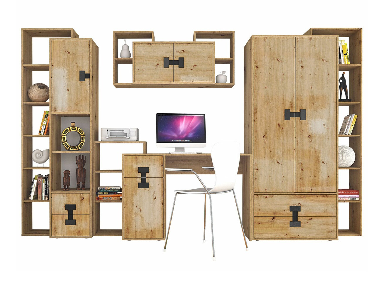 Set birou acasă Florevi 104 (Stejar artizan)