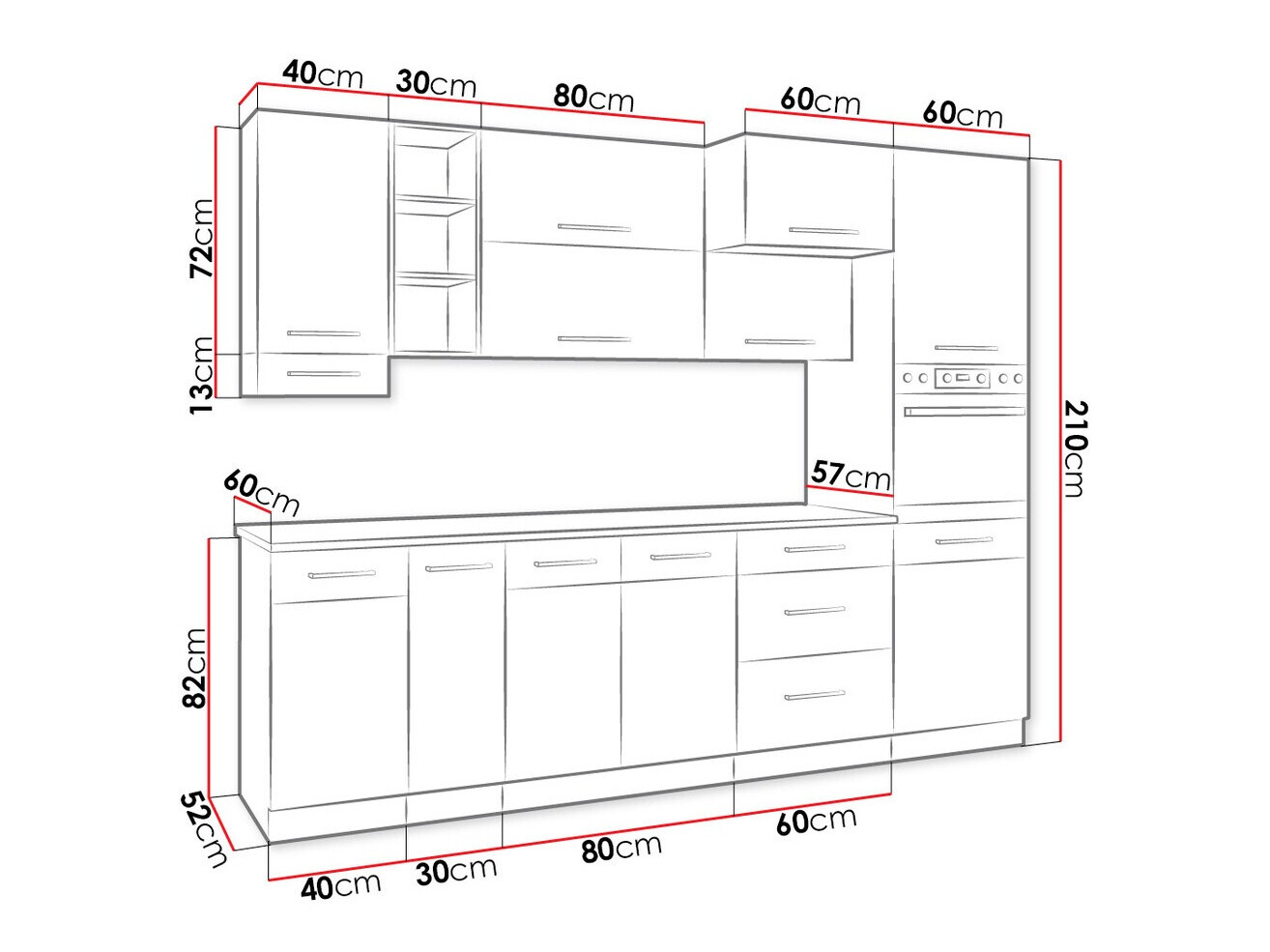 Set de bucătărie modular Wood White 137