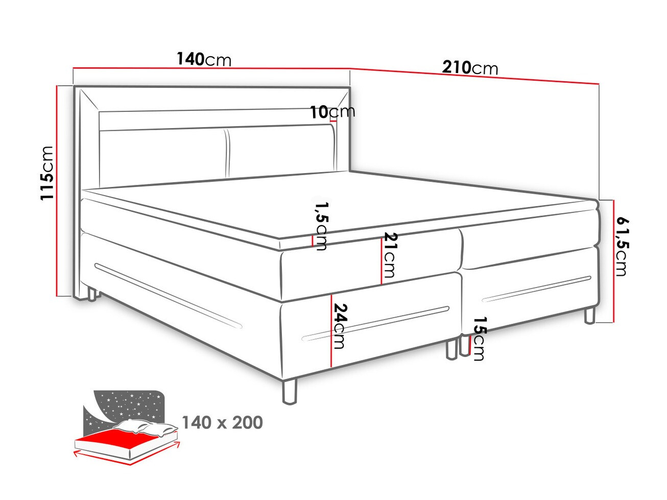 Pat boxspring Ros (Soft 010)