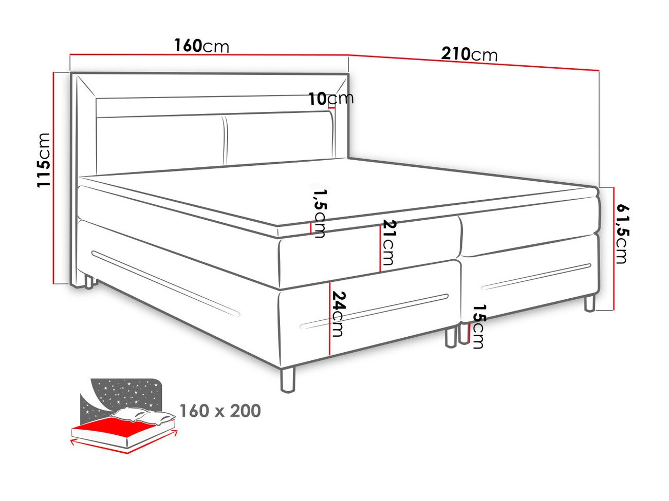 Pat boxspring Ros (Soft 010)
