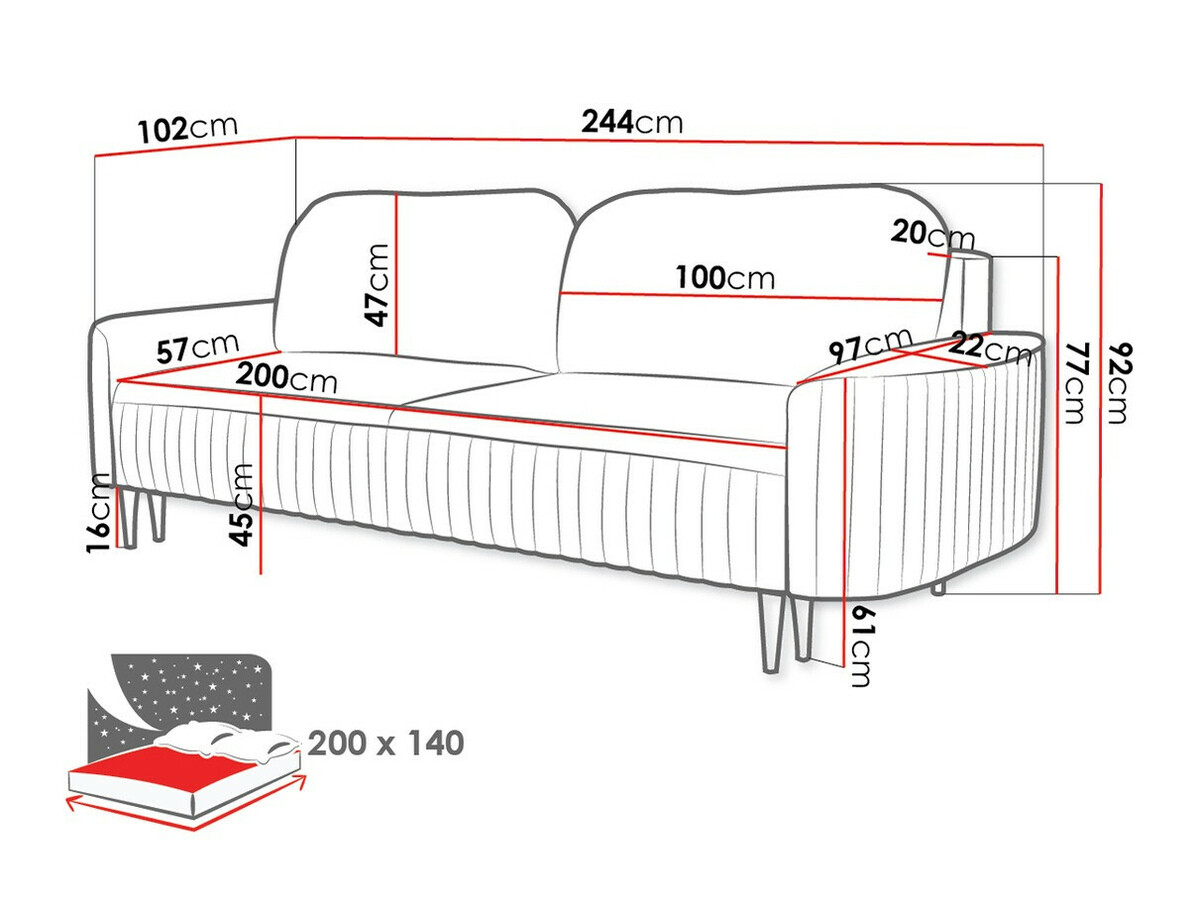 Canapea extensibilă Kingston 138 (Velluto 2)
