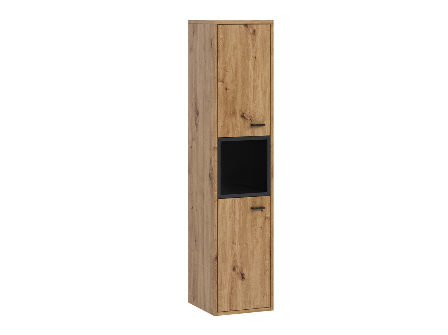 Cabinet de baie suspendat Velum (Negru + Stejar artizan)