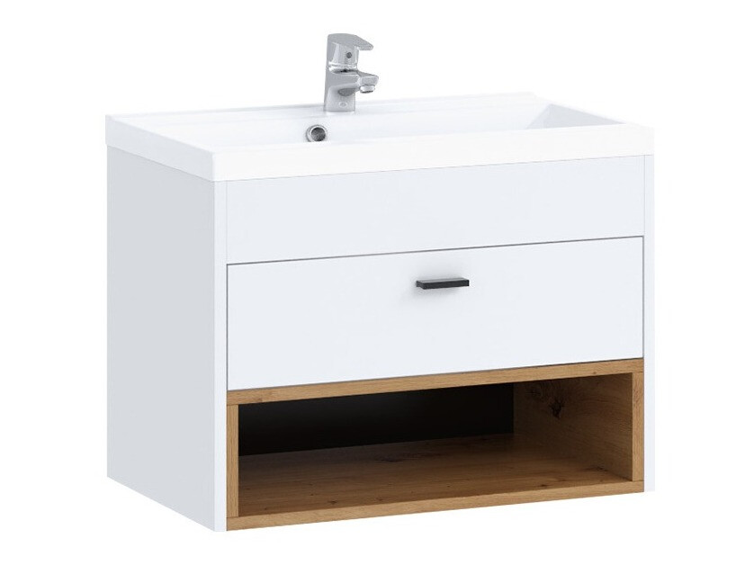 Cabinet atârnat pentru baie Velum (Alb + Stejar artizan)