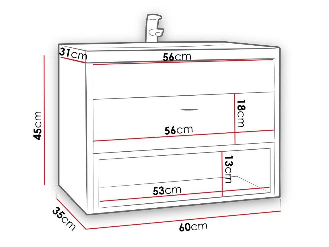 Cabinet atârnat pentru baie Velum (Stejar artizan + Negru)