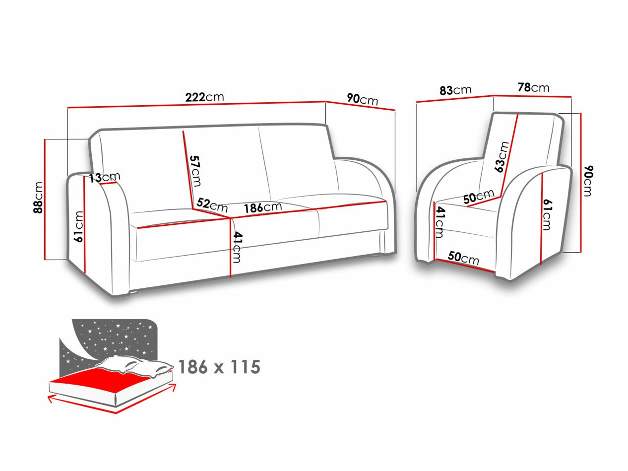 Set mobilier tapițat Providence 173 (Soft 020 + Lux 24)