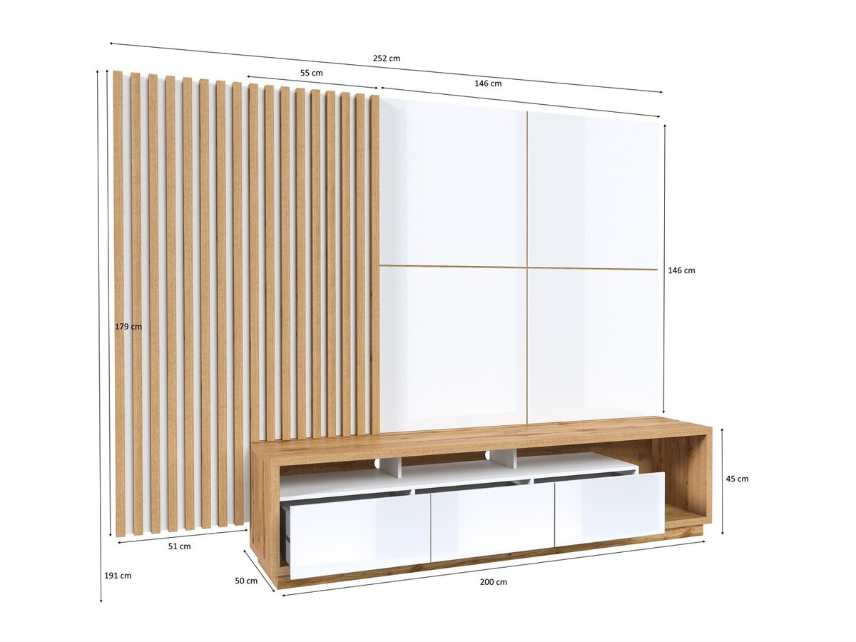 Set de living Austin 362 (Stejar Wotan + Negru mat + Negru)