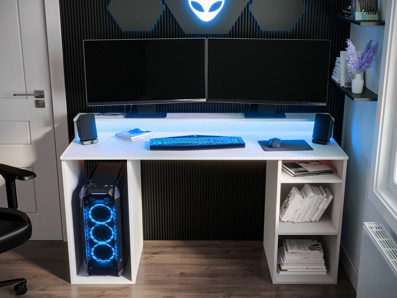 Birou gaming Lila (Alb)