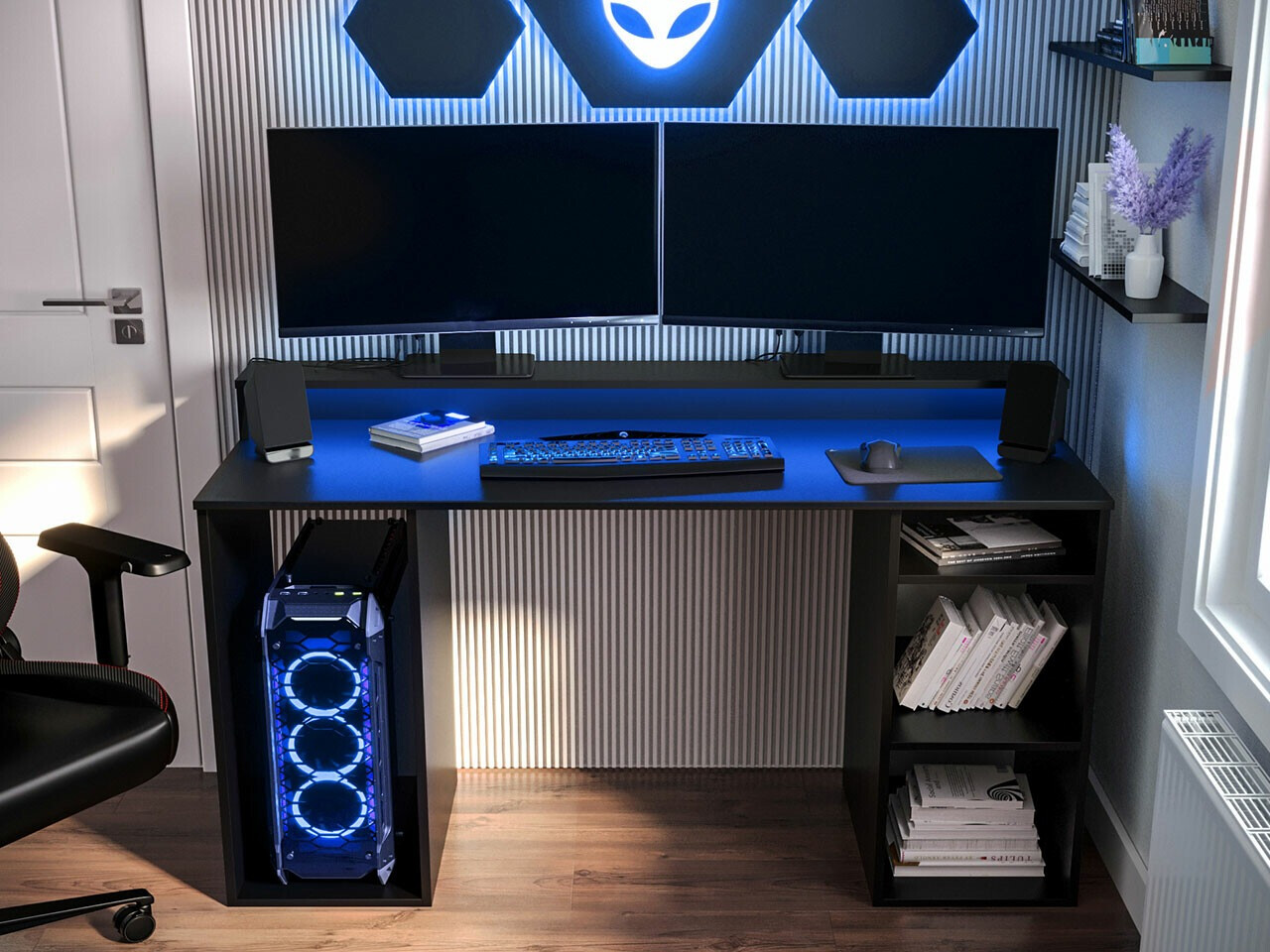 Birou gaming Lila (Negru)