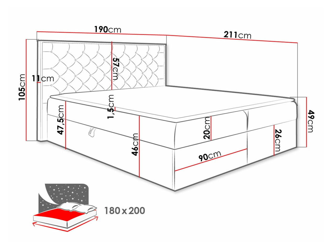 Pat boxspring Navis I (Faro 4)