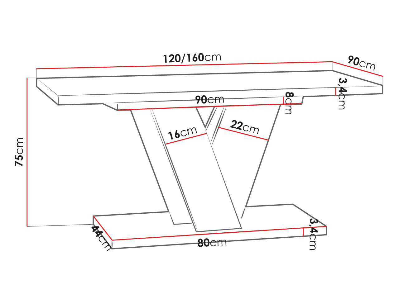 Masă Goodyear 125 (Gri + Negru)