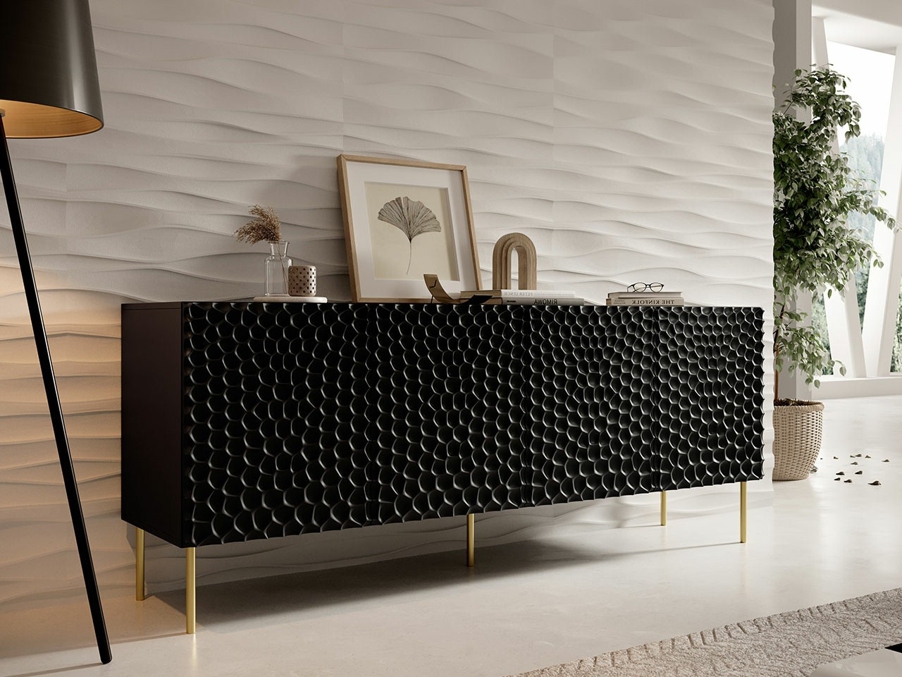 Bufet Charlotte 170 (Negru + Auriu)