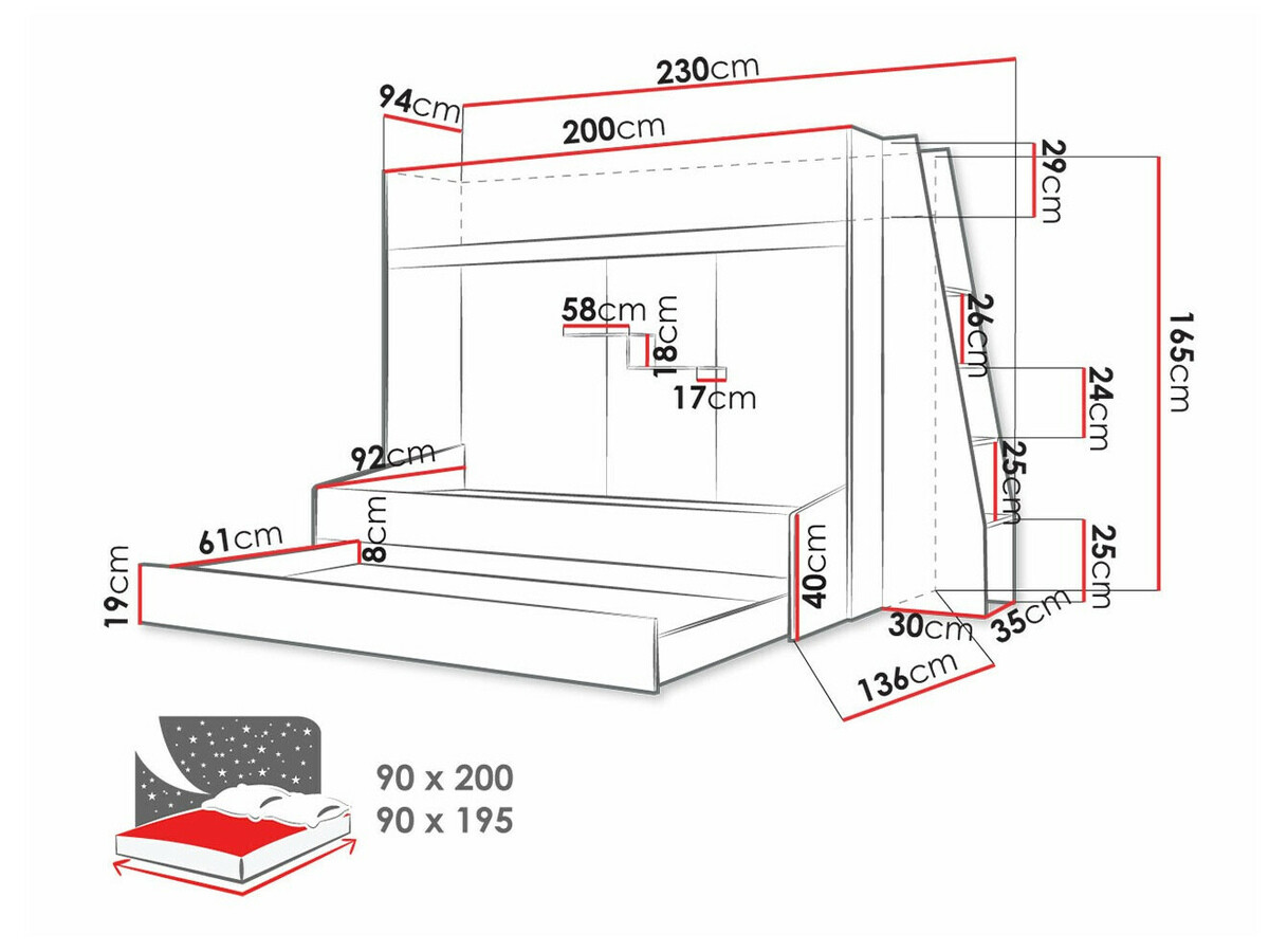 Pat supraetajat Hartford 357 (Alb + Roz lucios + Alb lucios)