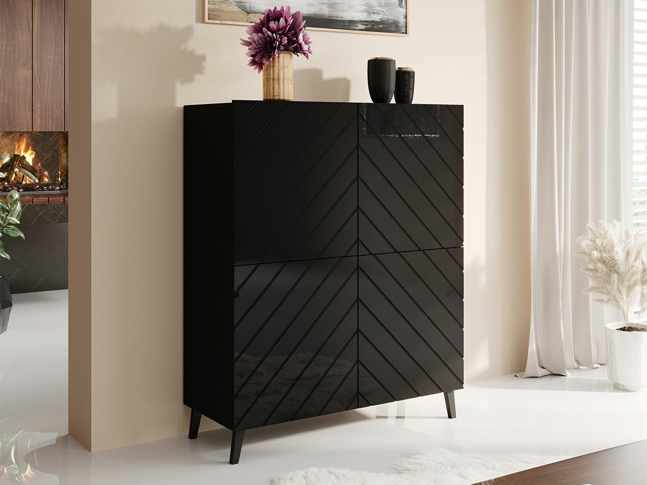 Bufet Charlotte 179 (Negru + Negru lucios)