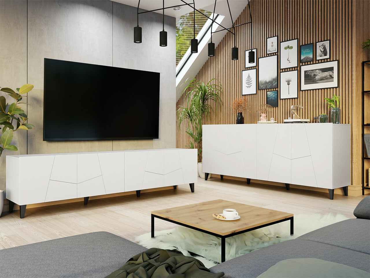 Set de living Charlotte 182 (Alb + Negru)