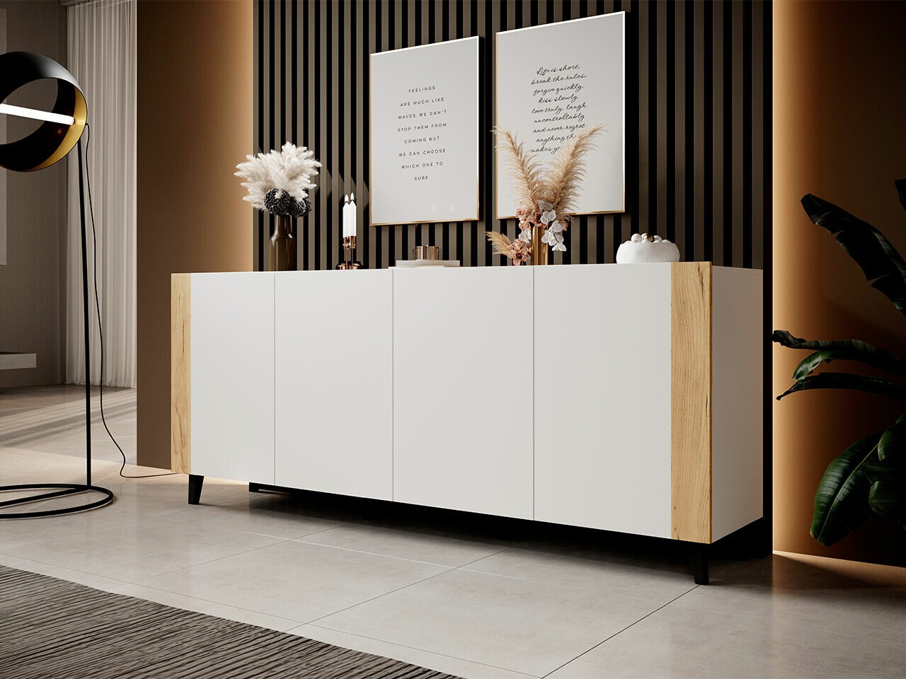 Bufet Charlotte 183 (Alb + Craft stejar)