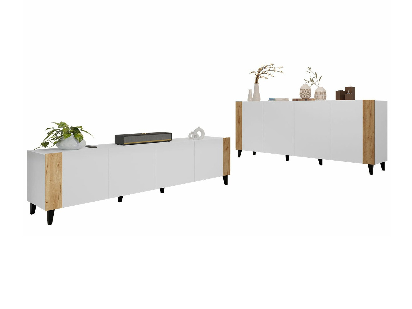 Set de living Charlotte 185 (Alb + Craft stejar)