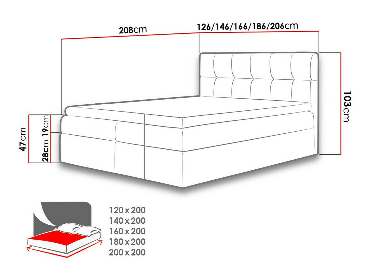 Pat boxspring Aedes (Rico 11)