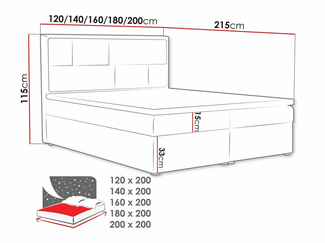 Pat boxspring Pomona 115 (Victoria 14 867)