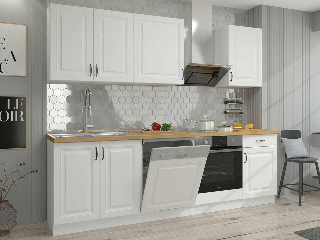 Set de bucătărie modular Retro White 150