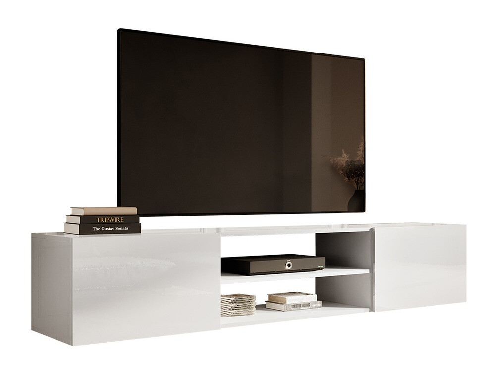Comodă TV Imago II (Alb + Alb lucios)