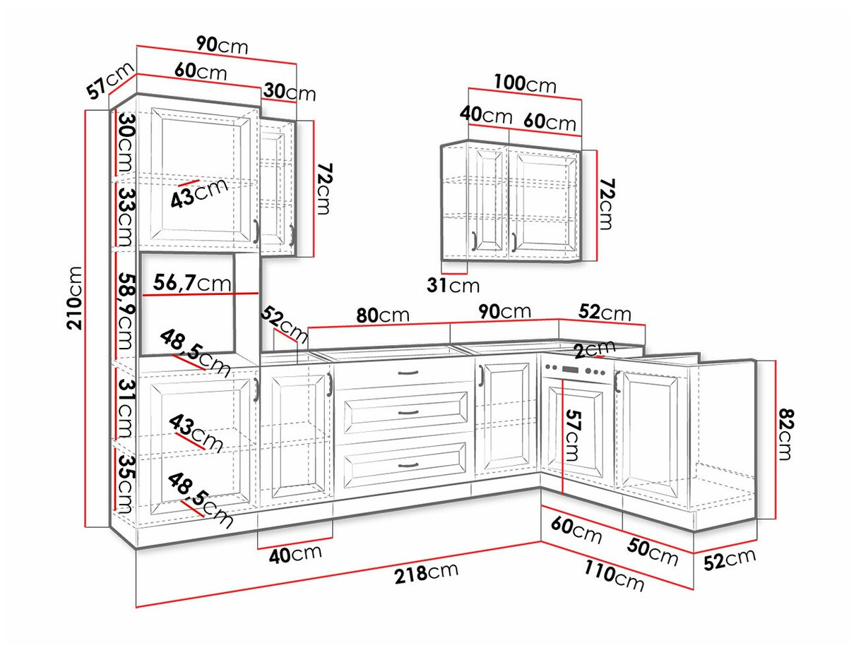Set de bucătărie modular Retro Grey 148