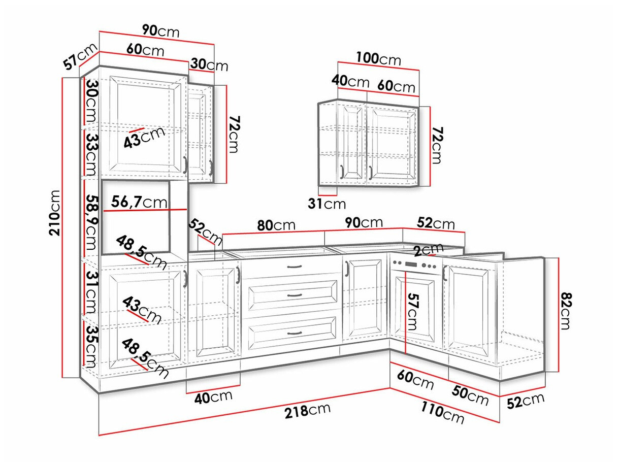 Set de bucătărie modular Retro Grey 148