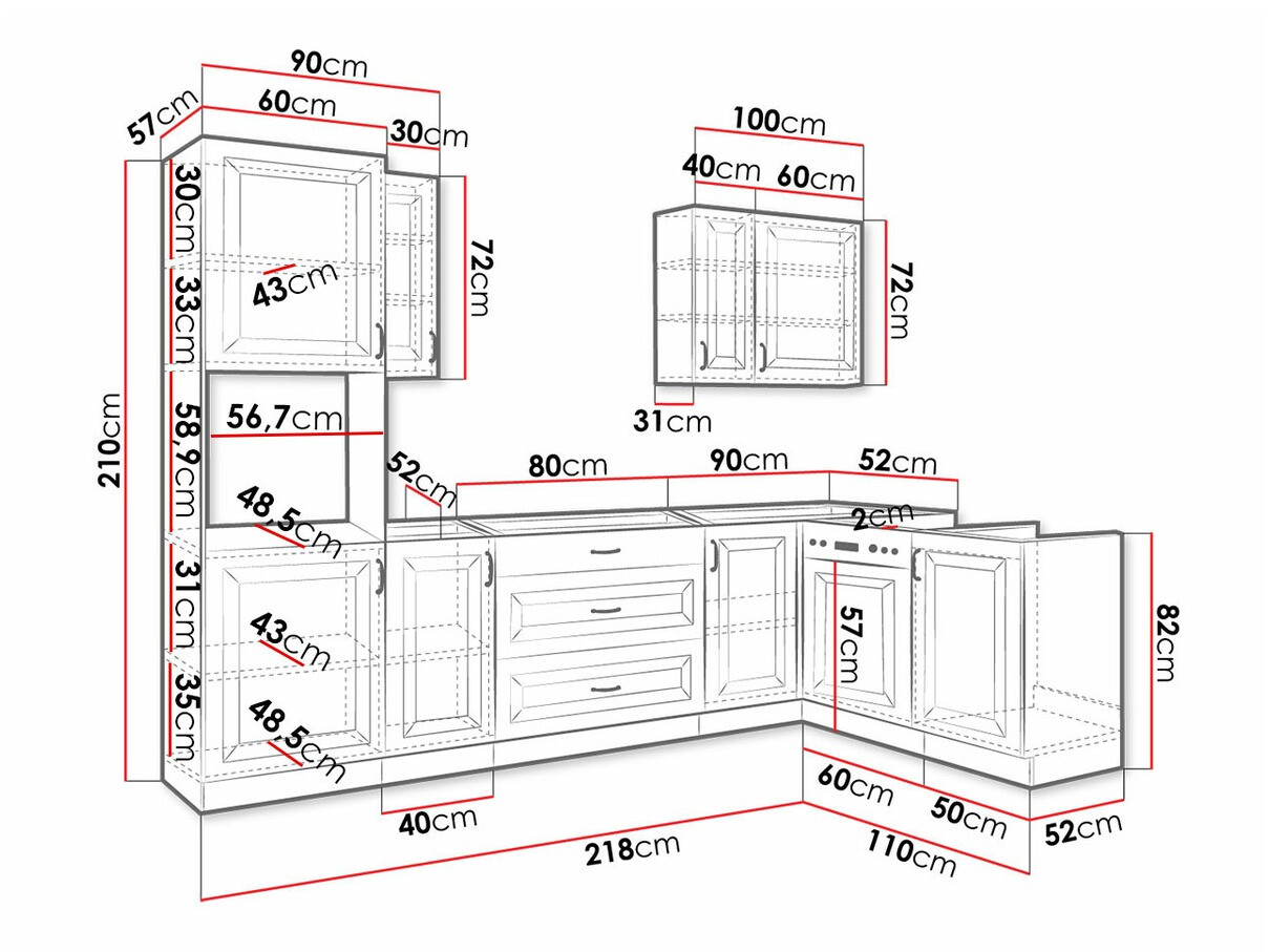 Set de bucătărie modular Retro Grey 148