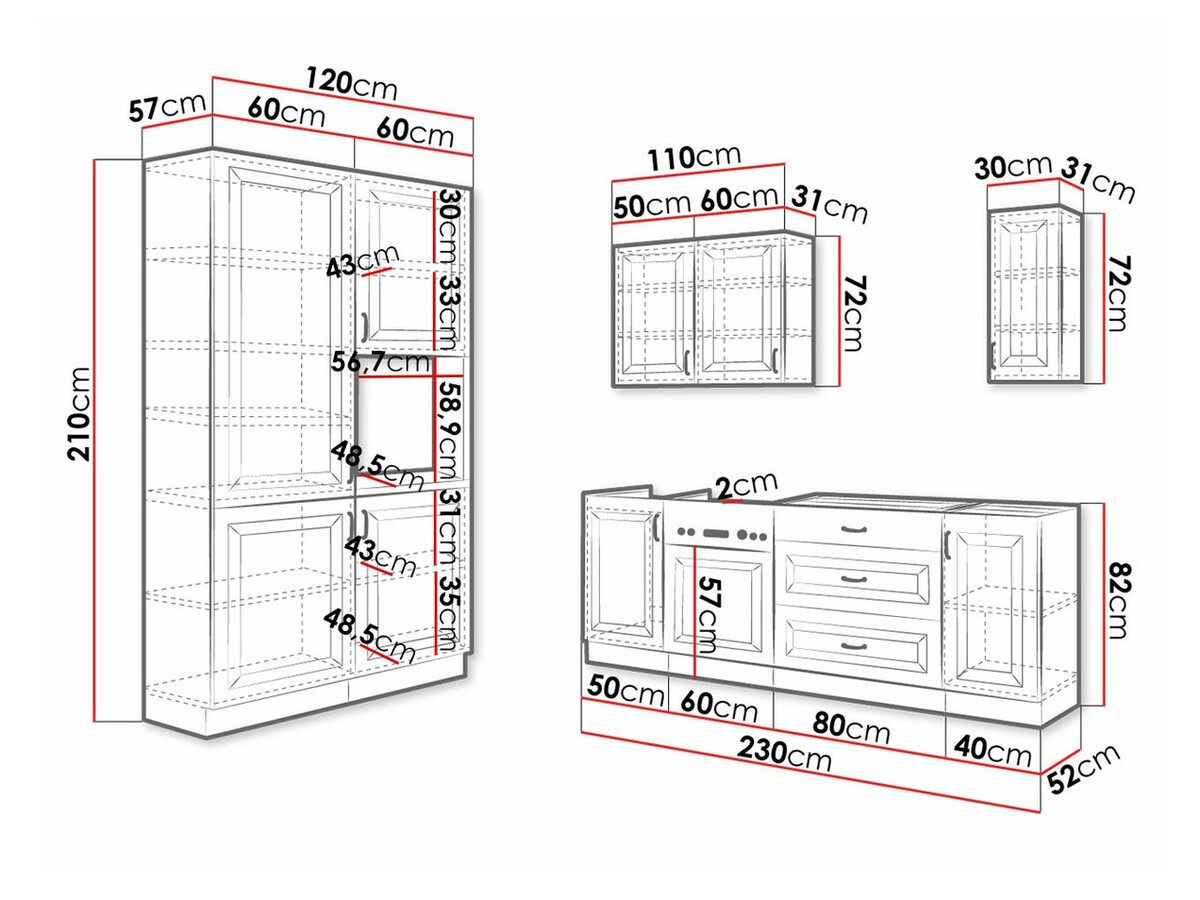 Set de bucătărie modular Retro Grey 149