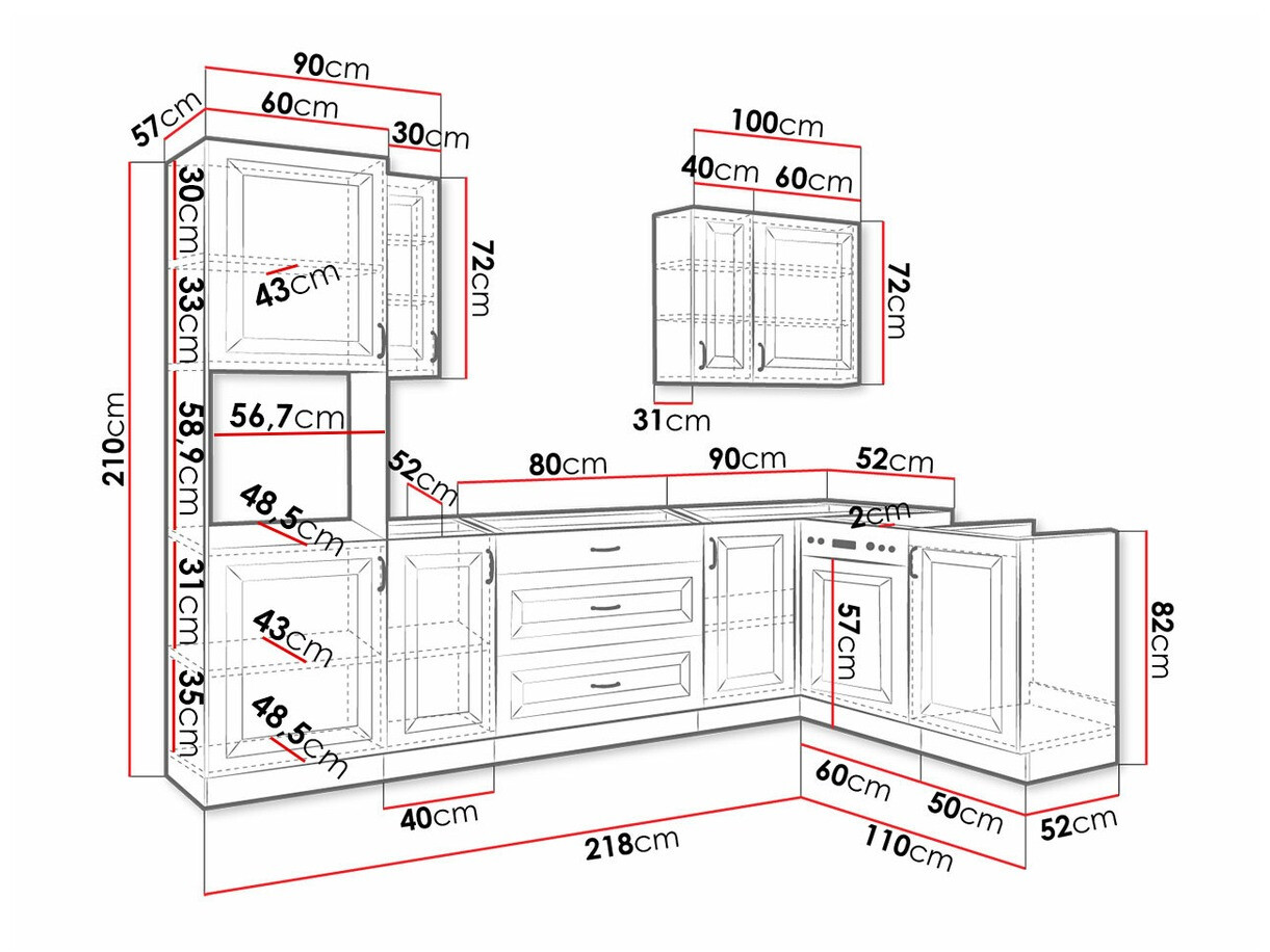Set de bucătărie modular Retro White 148
