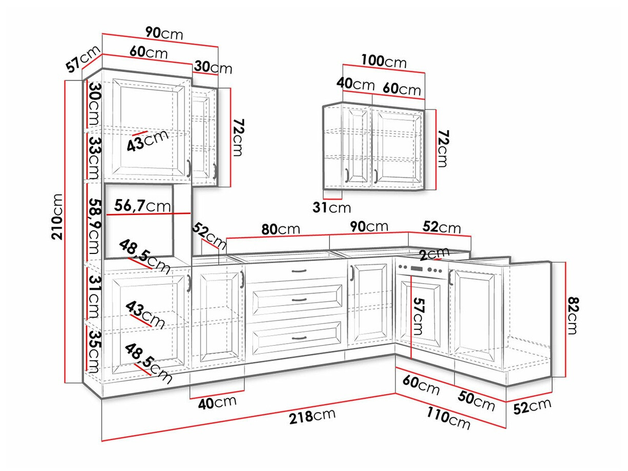 Set de bucătărie modular Retro White 148