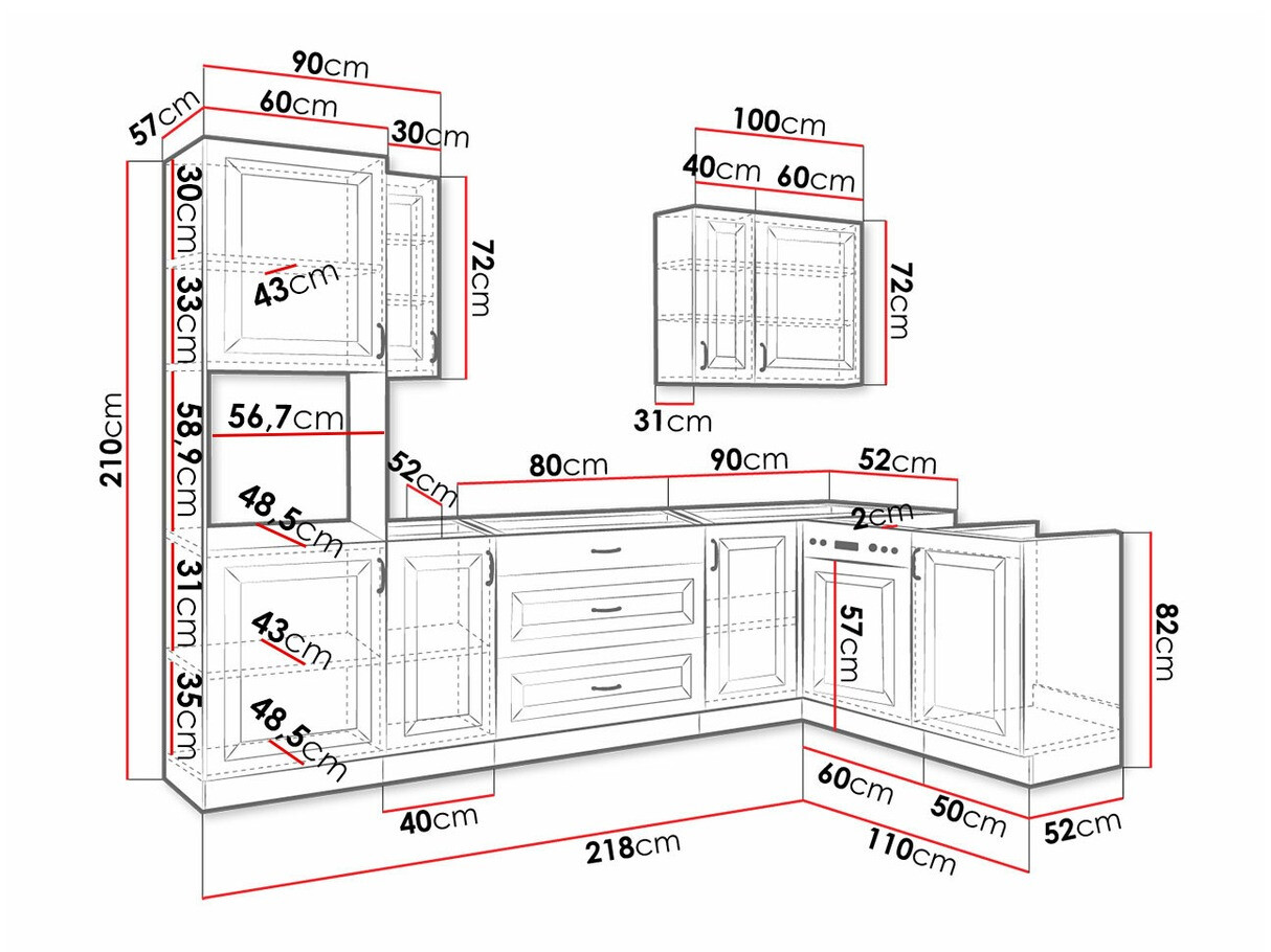 Set de bucătărie modular Retro White 148