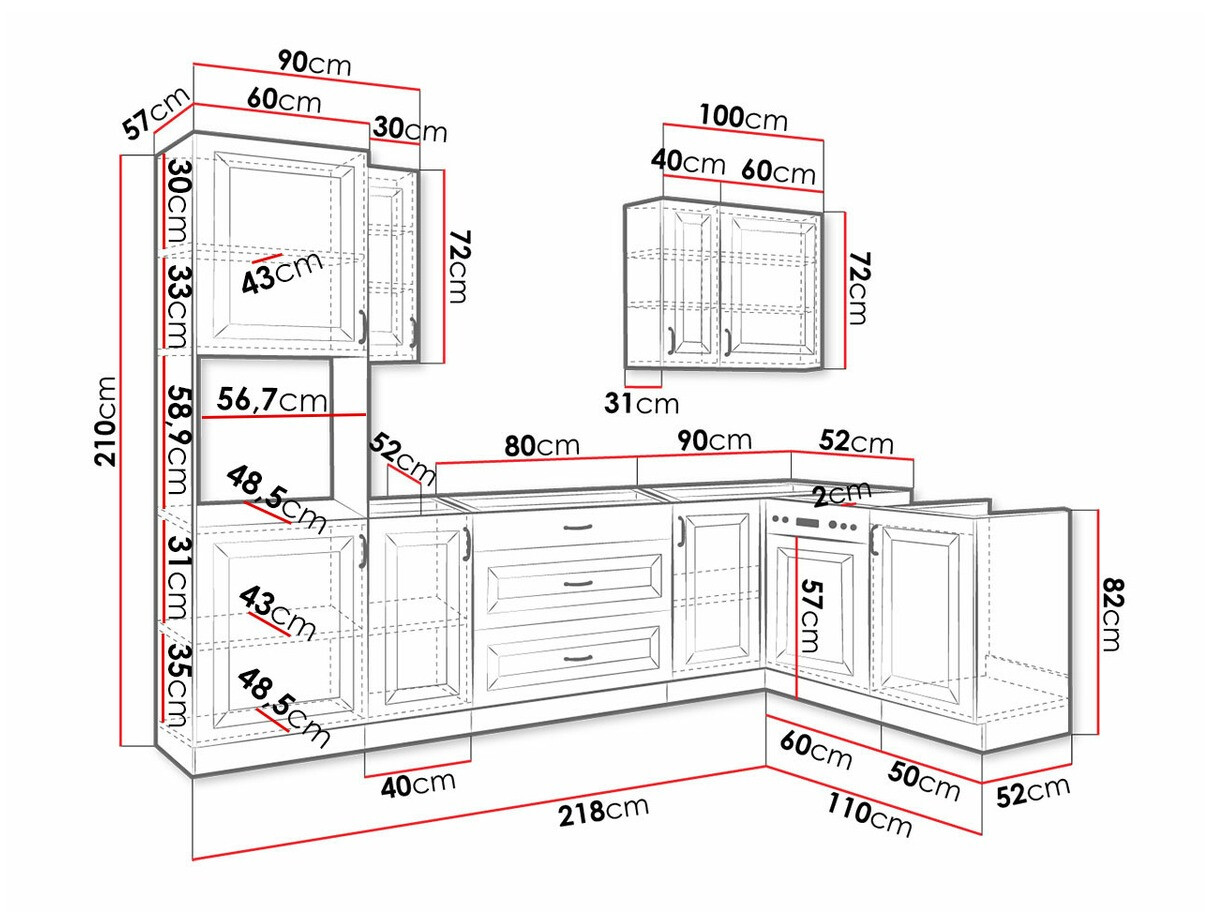 Set de bucătărie modular Retro White 148