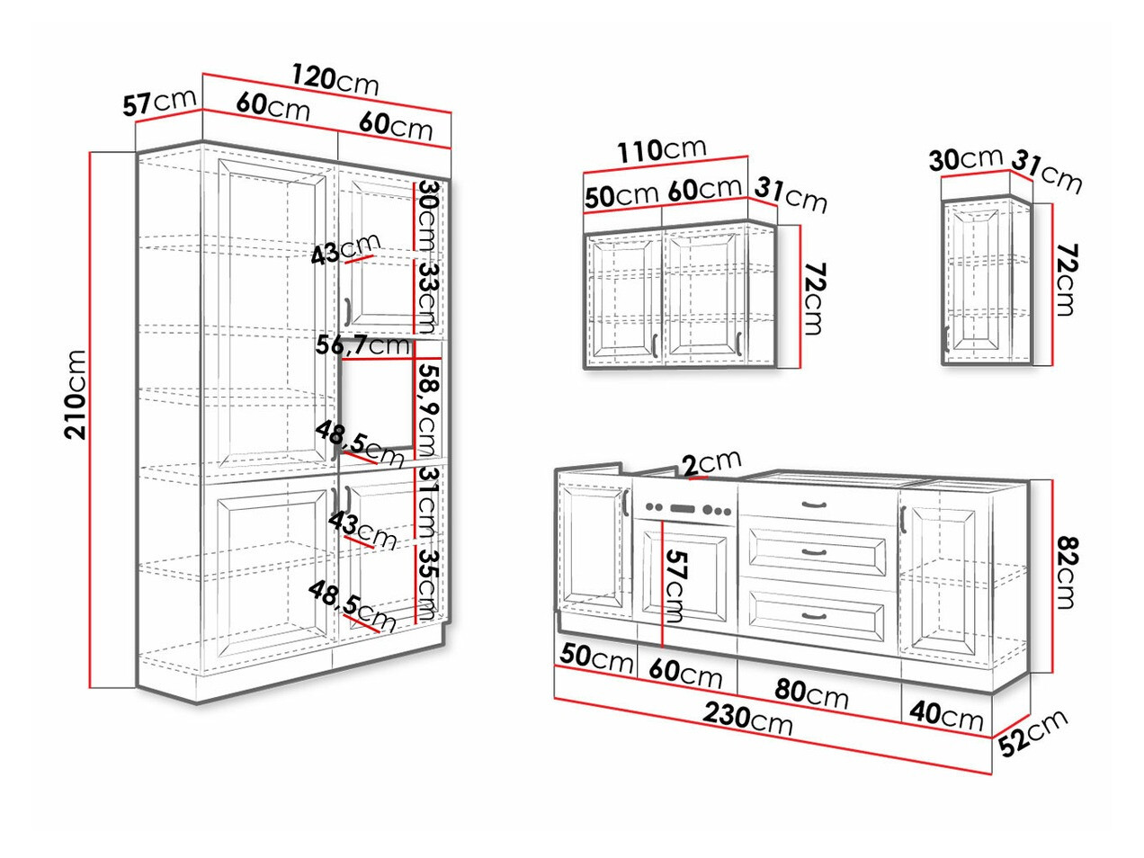 Set de bucătărie modular Retro White 149