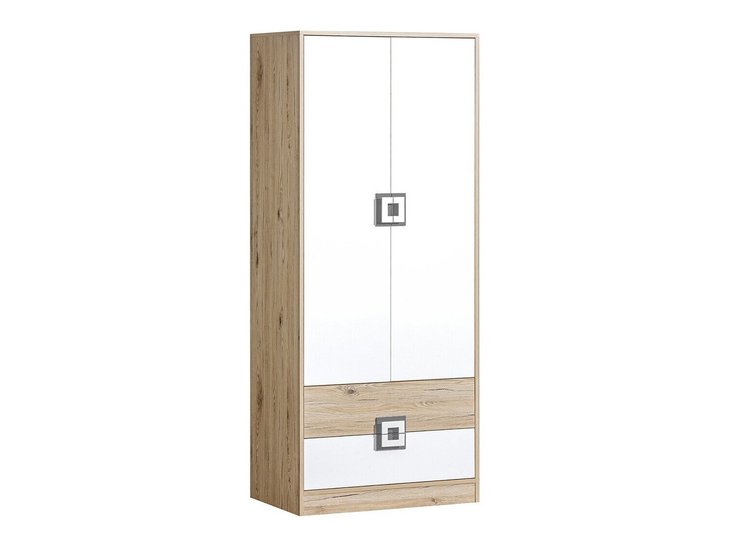 Dulap Balvire 102 (Stejar deschis + Alb + Gri)