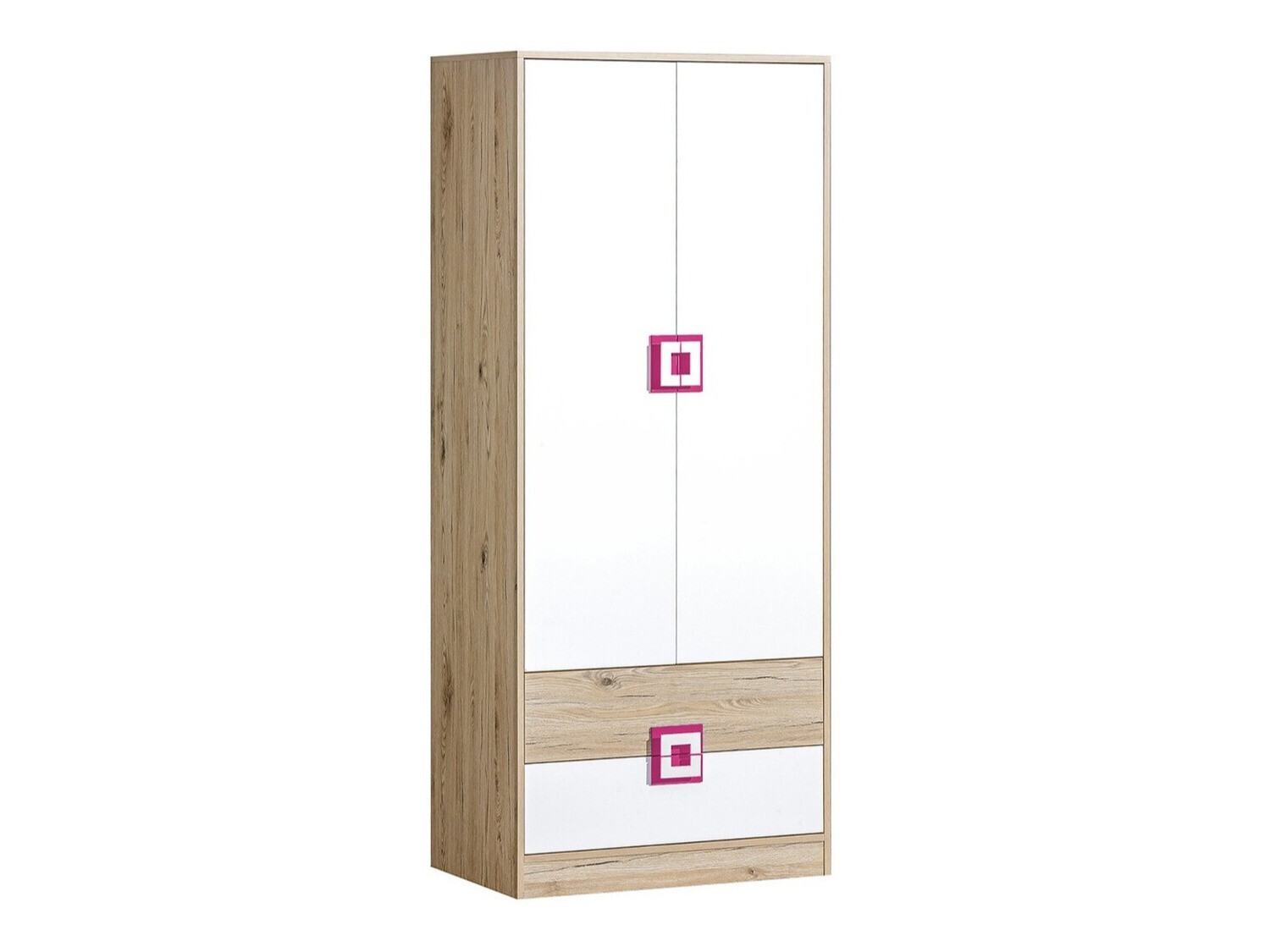 Dulap Balvire 102 (Stejar deschis + Alb + Roze)