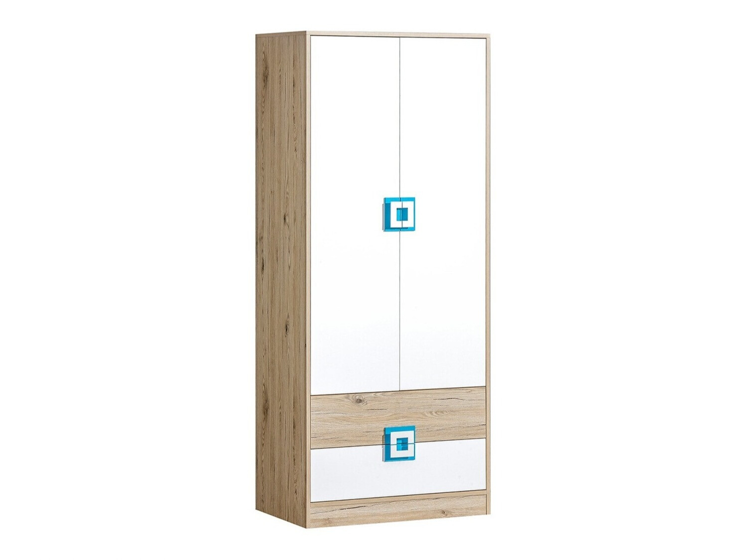 Dulap Balvire 102 (Stejar deschis + Alb + Turcoaz)