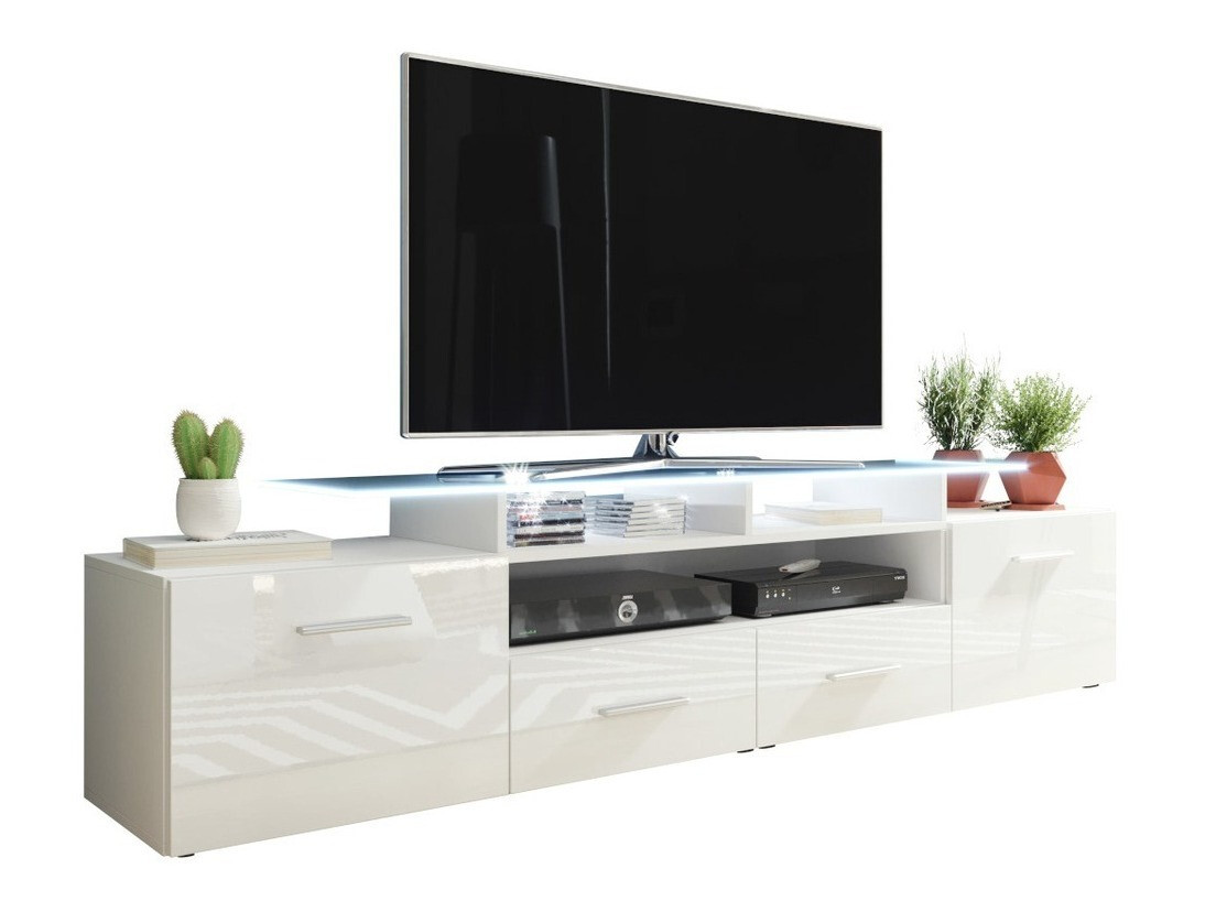 Comodă TV Charlotte 117 (Alb + Alb lucios)