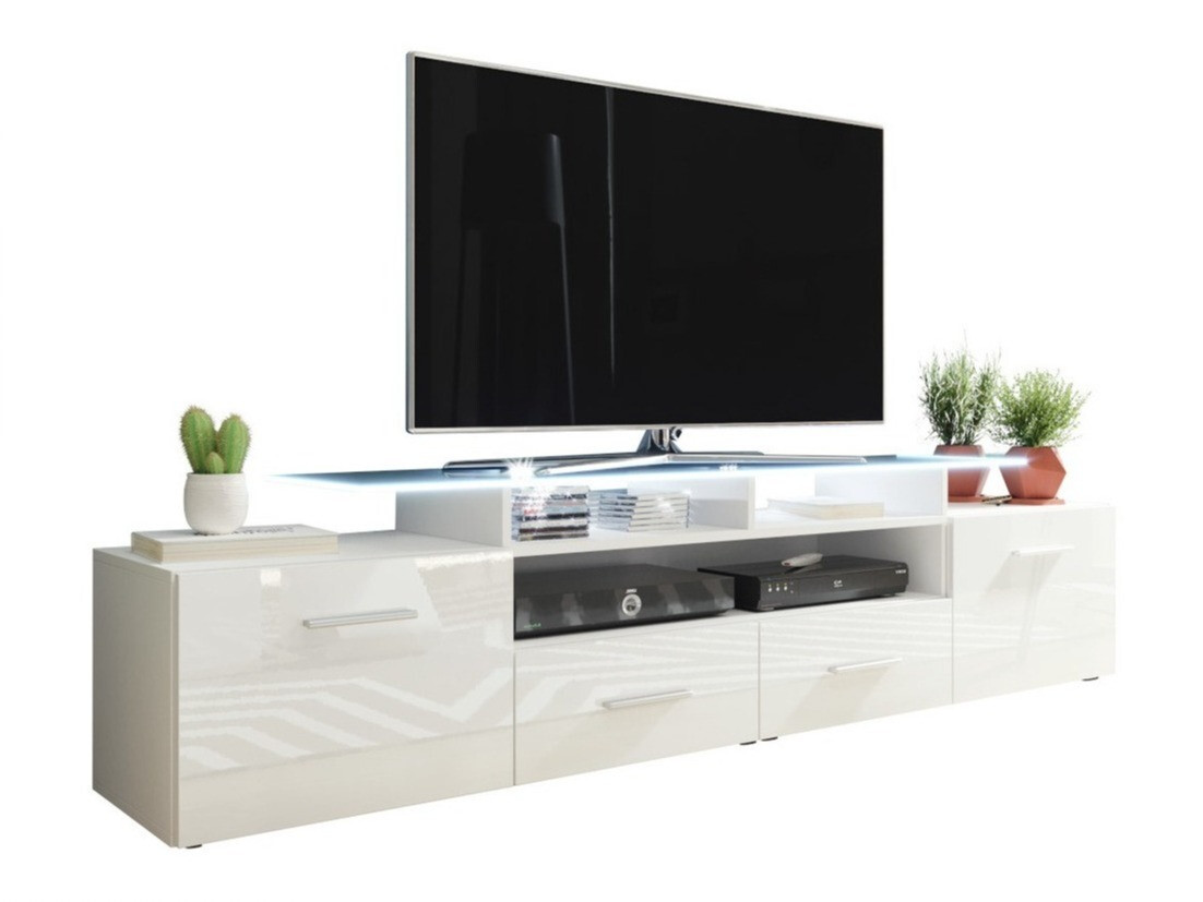 Comodă TV Charlotte 117 (Alb + Alb lucios)