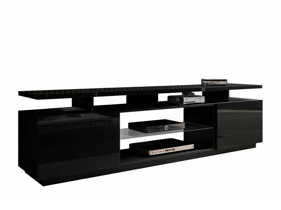 Comodă TV Figura (Negru + Negru lucios)