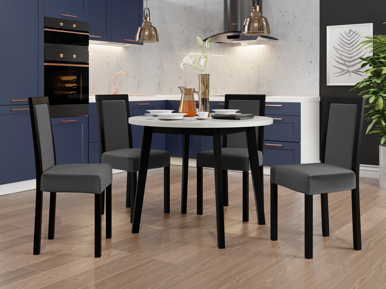 Set de mese Victorville 256 (Alb + Negru)