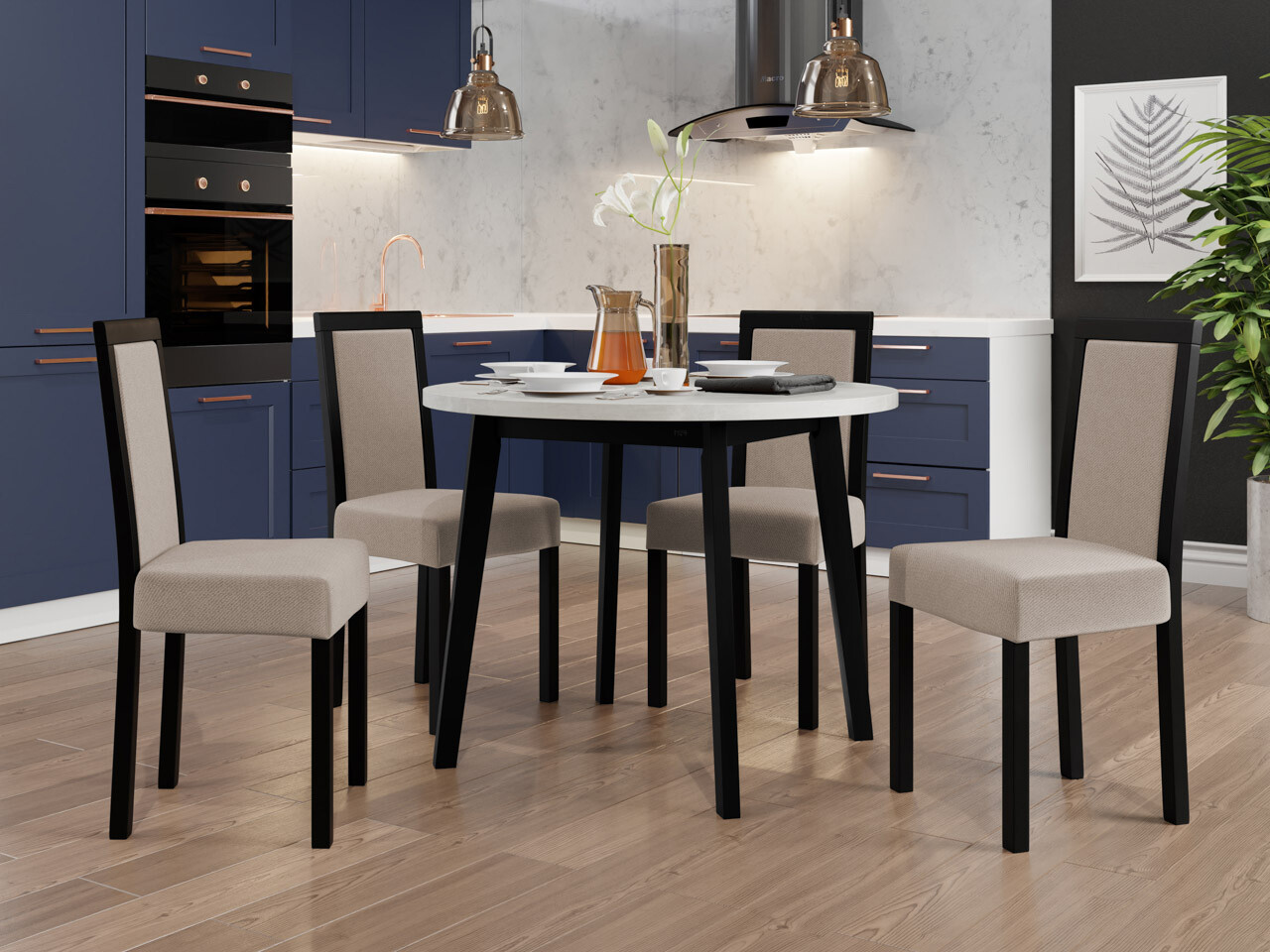 Set de mese Victorville 256 (Alb + Negru)