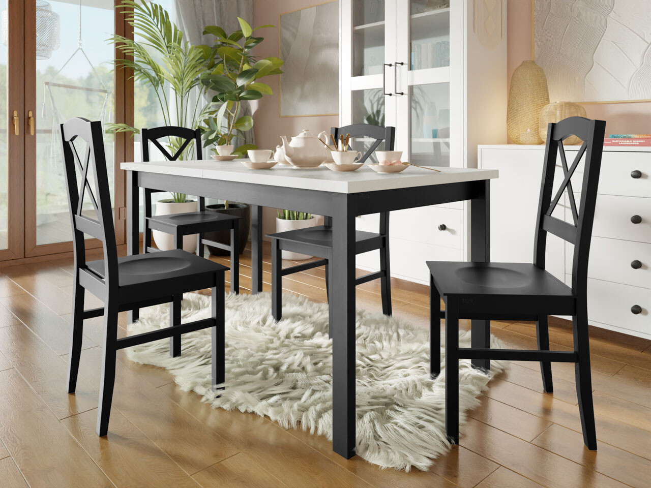 Set de mese Victorville 280 (Negru + Alb)